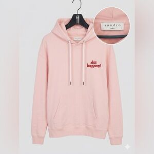 Sandro Light Pink Hoodie with Red Script